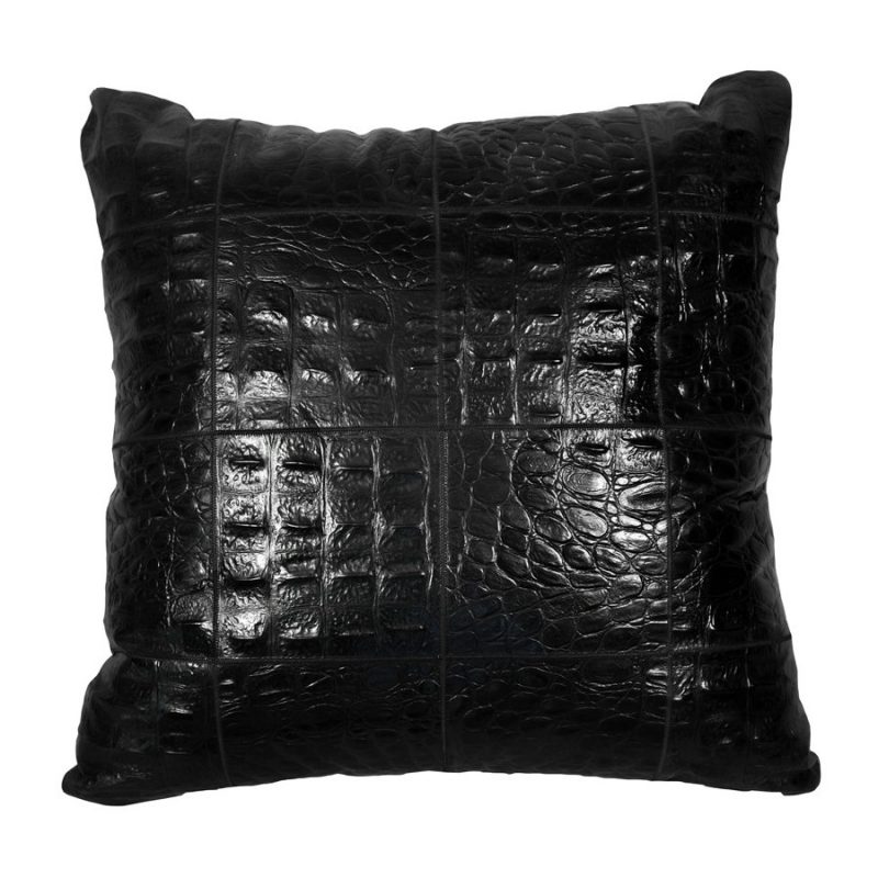 Leather big floor cushion croco nero jurasico
